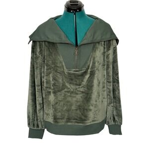 Summersalt Plush Velour Half-Zip Pullover Oversized Collar Medium Luxe